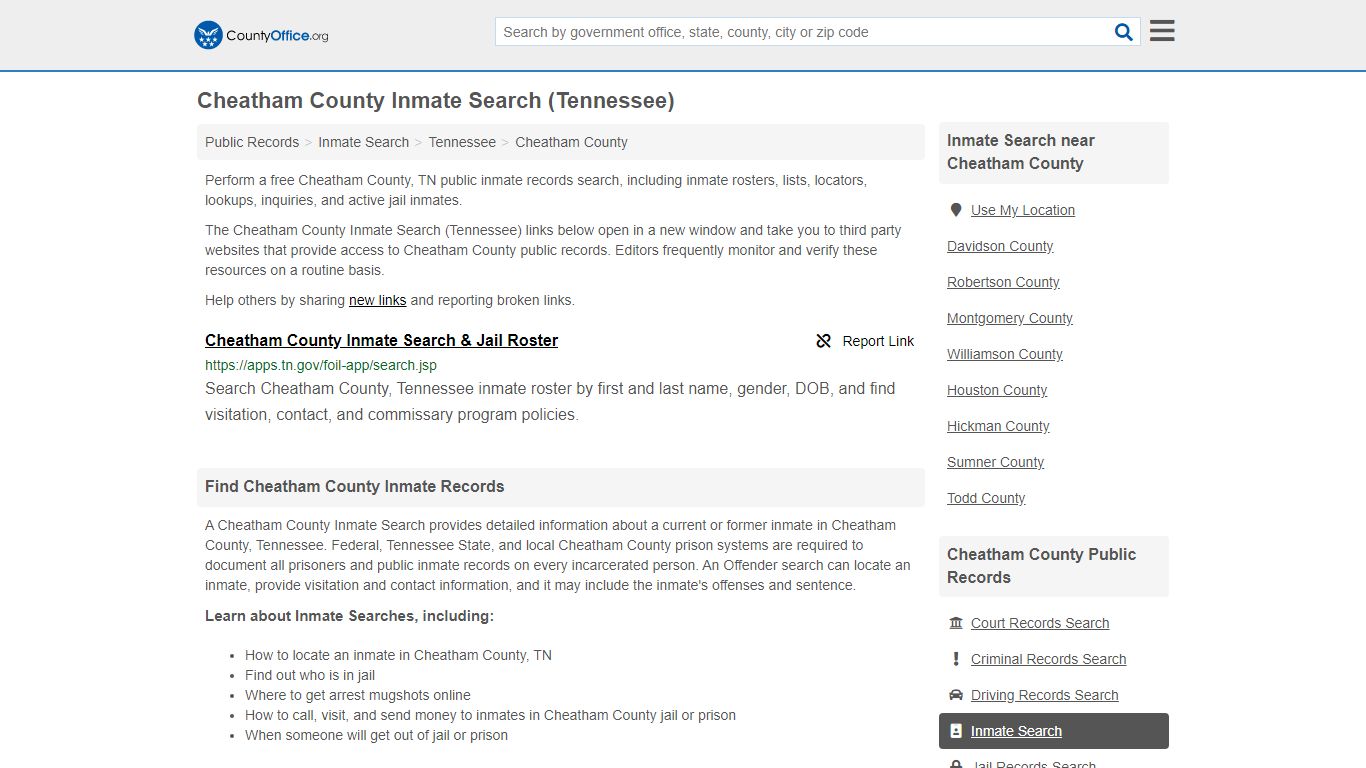 Inmate Search - Cheatham County, TN (Inmate Rosters ...