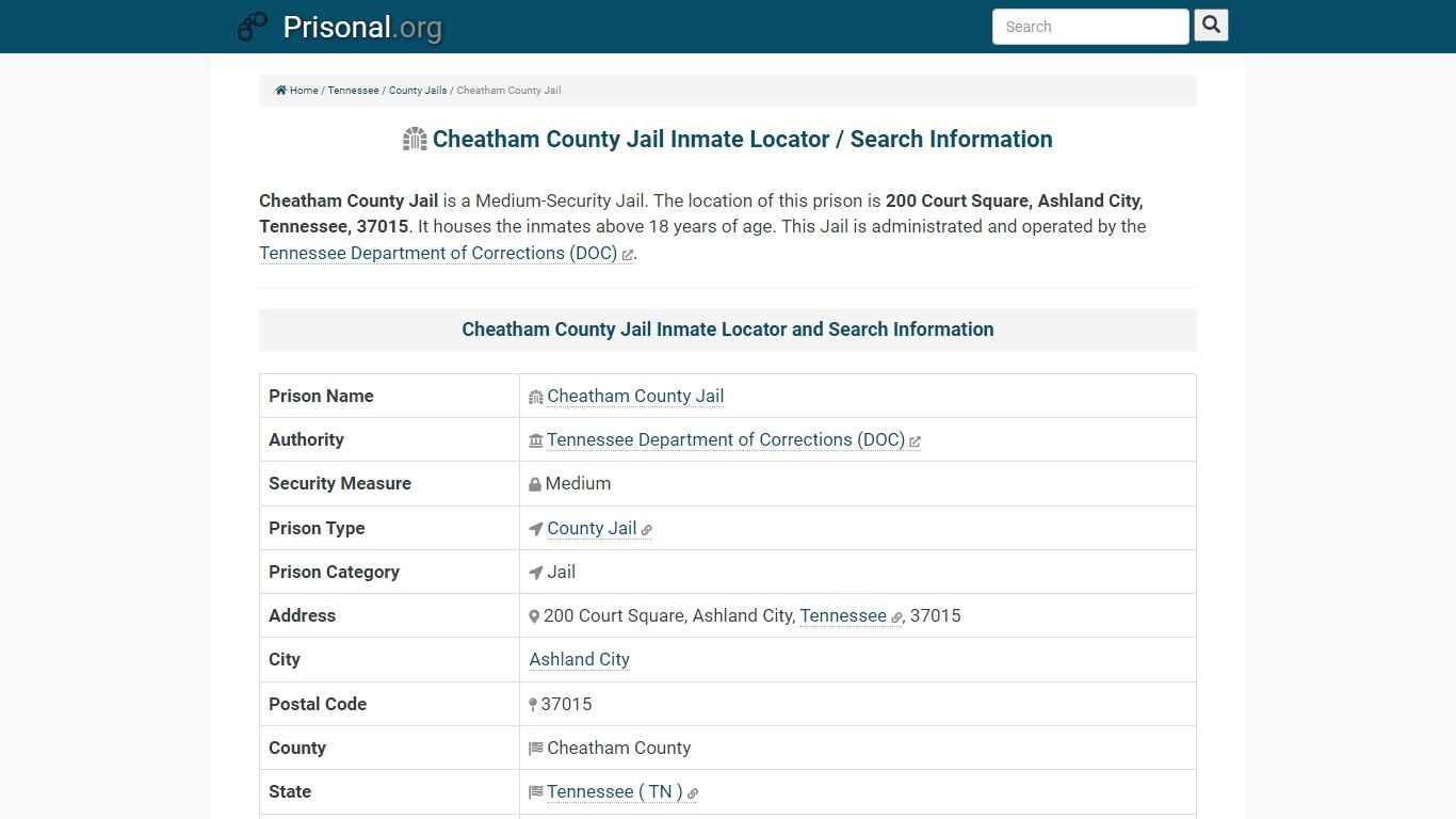 Cheatham County Jail-Inmate Locator/Search Info, Phone ...
